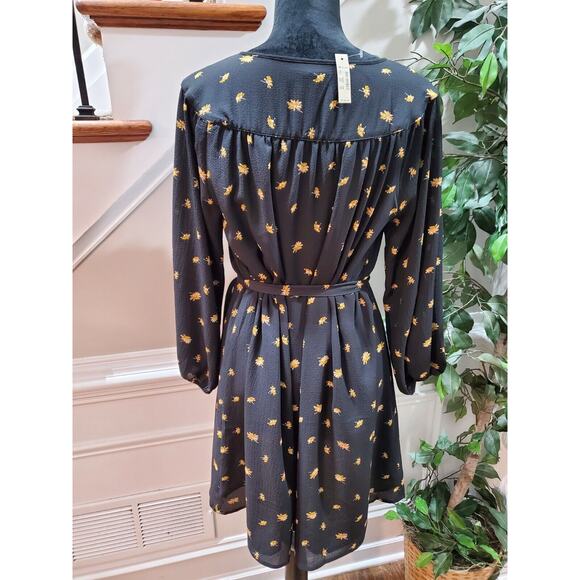 Madewell Women's Black Polyester Round Neck Long Sleeve Knee Length Dress Small - Picture 8 of 13